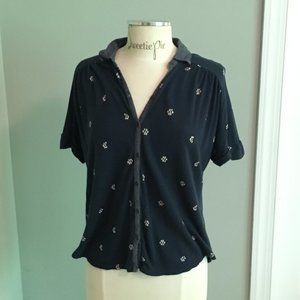 Lucky Brand Navy Blue Button Down Shirt